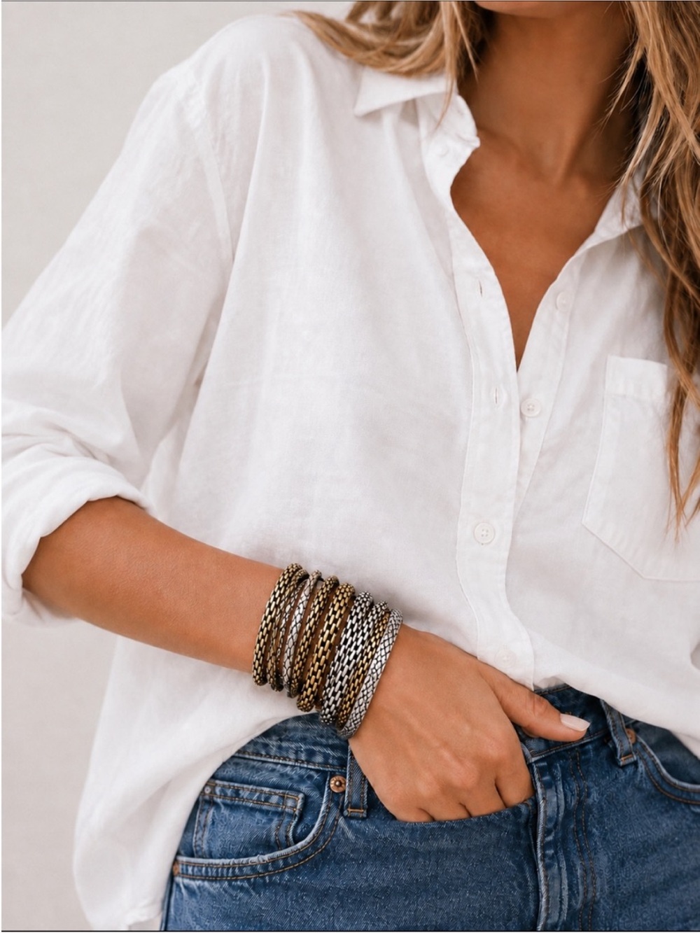 New! Gold Silver Mixed Metal Bracelet Stack Set NWOT